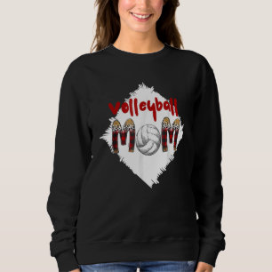 Sweatshirt Fête des mères de maman de volleyball Leopard Ball