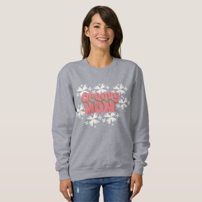 Sweatshirt Fête des Mères Groovy Maman Daisy    (Devant entier)