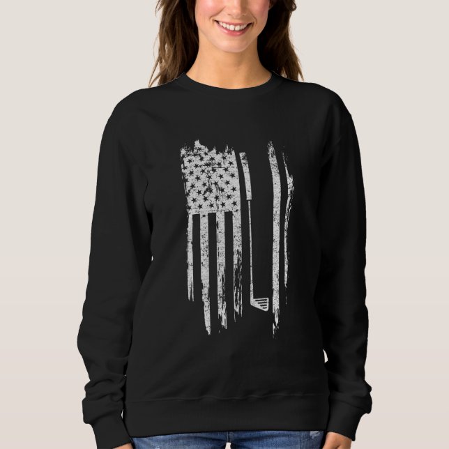 Sweatshirt Fête des pères de golf Retro American Flag Pour Mo (Devant)