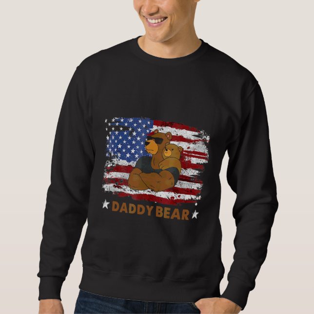 Sweatshirt Fête des pères Drapeau Américain Mens Daddy Bear 2 (Devant)