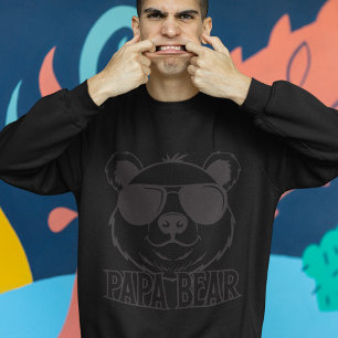 Sweatshirt Fête des pères   Ours Pa   Black ON Black Modern