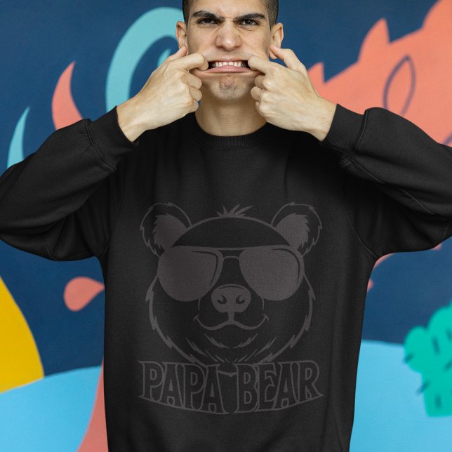 Sweatshirt Fête des pères | Ours Pa | Black ON Black Modern (Créateur téléchargé)