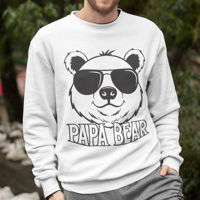 Sweatshirt Fête des pères | Ours Pa | Blanc noir moderne (Créateur téléchargé)