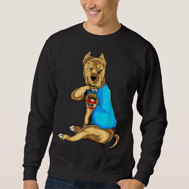 Sweatshirt Fête des pères Papa Funny Chien Pitbull I Love Pap (Devant)