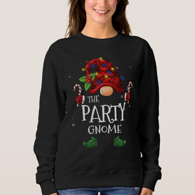 Sweatshirt Fête Gnomo Buffalo Plaid Christmas Tree Light (Devant)