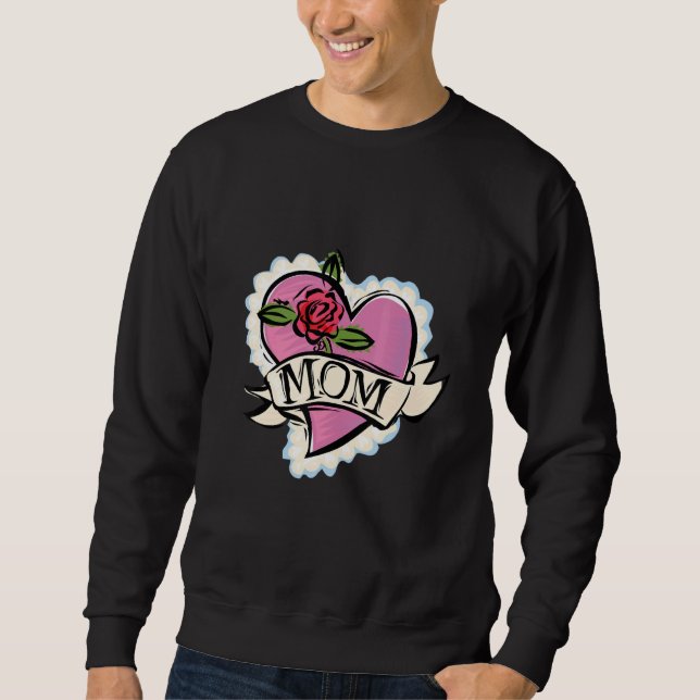 Sweatshirt Fête Mère Maman Amour Coeur Avec Maman Rose (Devant)