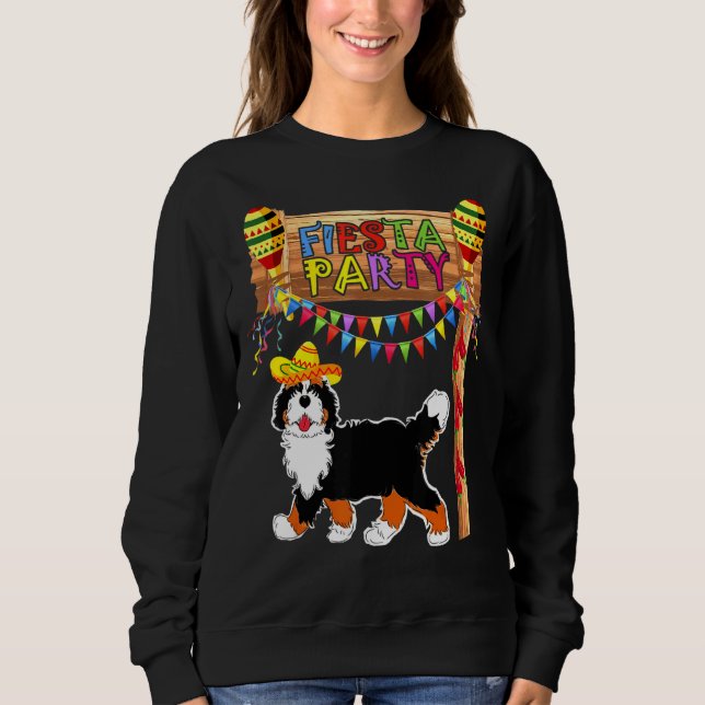 Sweatshirt Fête mexicaine Bernedoodle heureux Cinco De M (Devant)