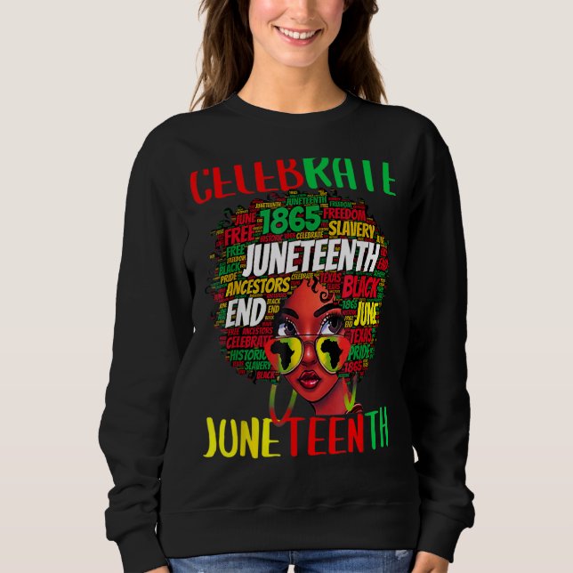 Sweatshirt Fêter le 19 juin Afro Black History Melanin Wo (Devant)