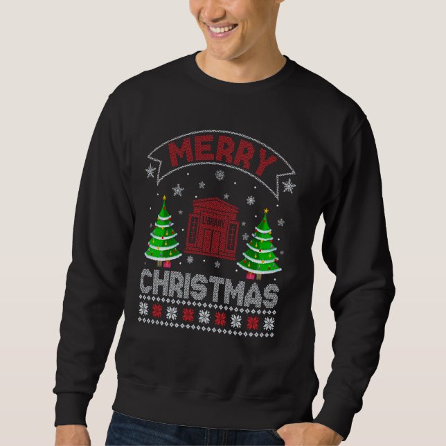 Sweatshirt Feu d'arbre de Noël Hommes Femmes Bibliothèque lai (Devant)