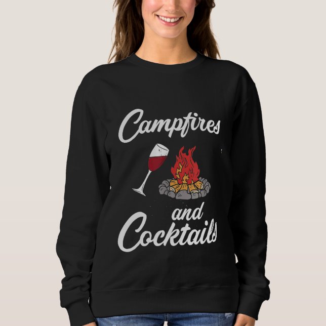 Sweatshirt Feu De Campagne Et Cocktails Drôle Camping (Devant)