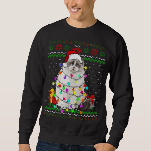 Sweatshirt Feu moche doux lumières Noël Chat Kitten Amour (Devant)