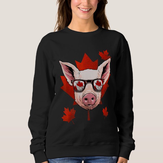 Sweatshirt Feuille d'érable de porc canadien Drapeau du Canad (Devant)