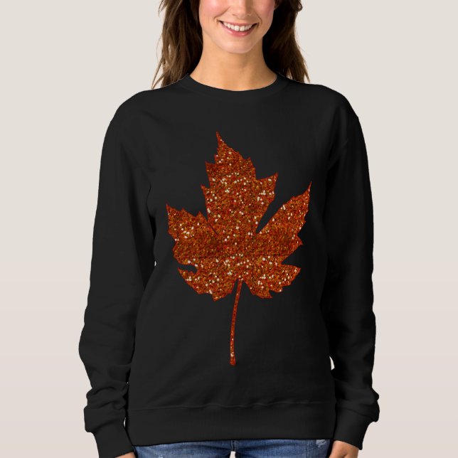 Sweatshirt Feuille orange de parties scintillantes de Faux (Devant)