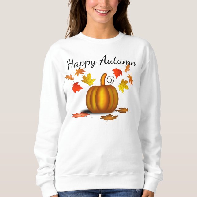 Sweatshirt Feuilles d'automne et chemise Citrouille (Devant)