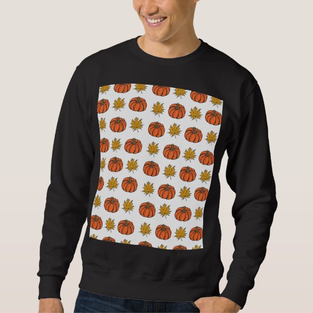 Sweatshirt Feuilles d'automne : Motif Citrouille à main (Devant)