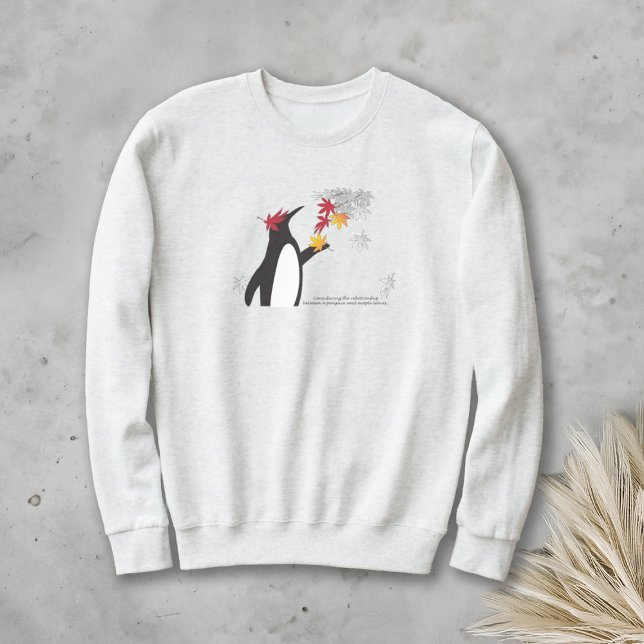 Sweatshirt Feuilles de l'érable d'automne et pingouin drôle (Créateur téléchargé)