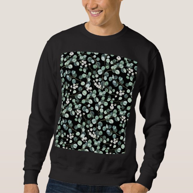 Sweatshirt Feuilles de l'Eucalyptus : Motif de fleurs blanche (Devant)