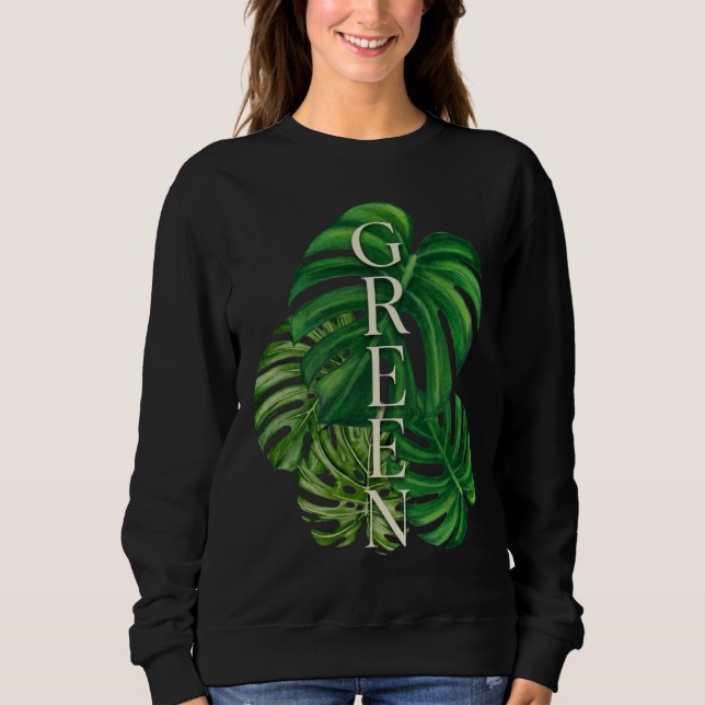 Sweatshirt Feuilles de Monstera Vertes (Devant)