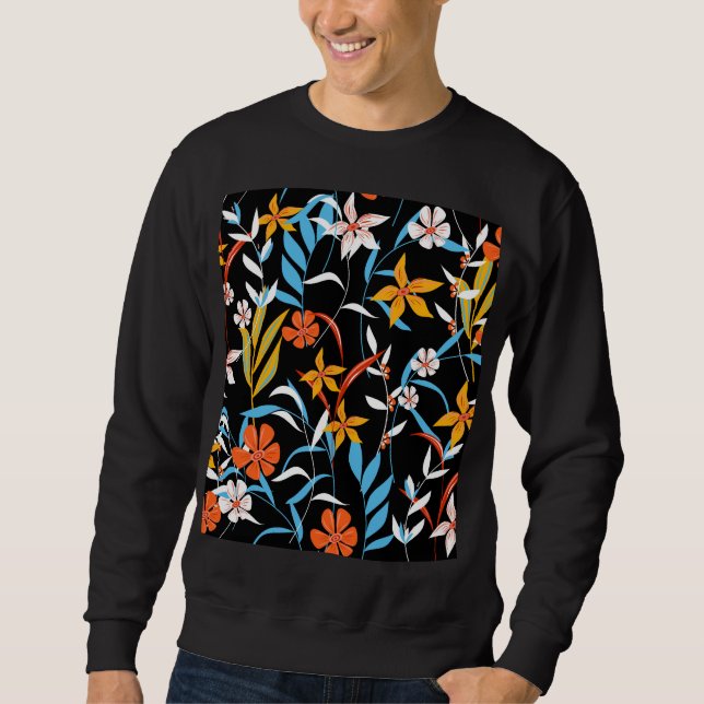 Sweatshirt Feuilles tropicaux colorés : motif arrière - plan  (Devant)