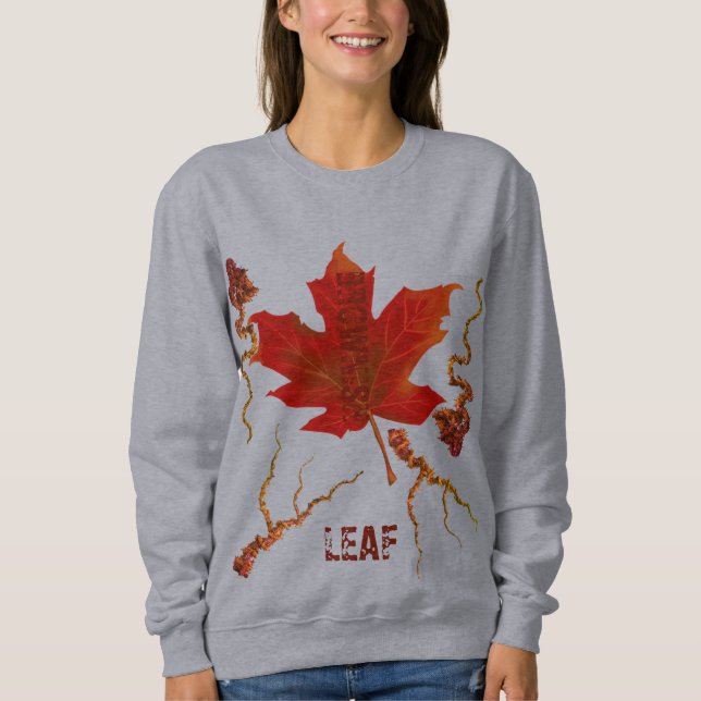 Sweatshirt Feuilles Vert Brun Nature Art Femmes Basique (Devant)