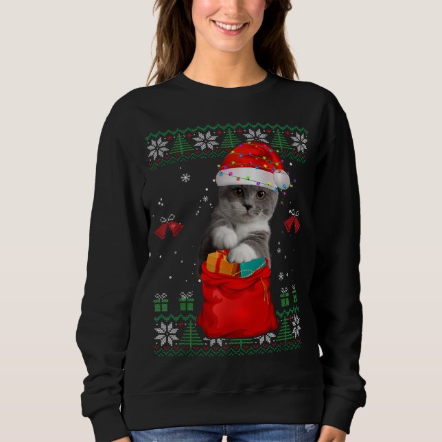 Sweatshirt Feux d'arbre de Noël de chat Amoureux des chats de (Devant)