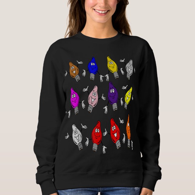Sweatshirt Feux d'arbre de Noël Mignonnes ampoules multiples  (Devant)