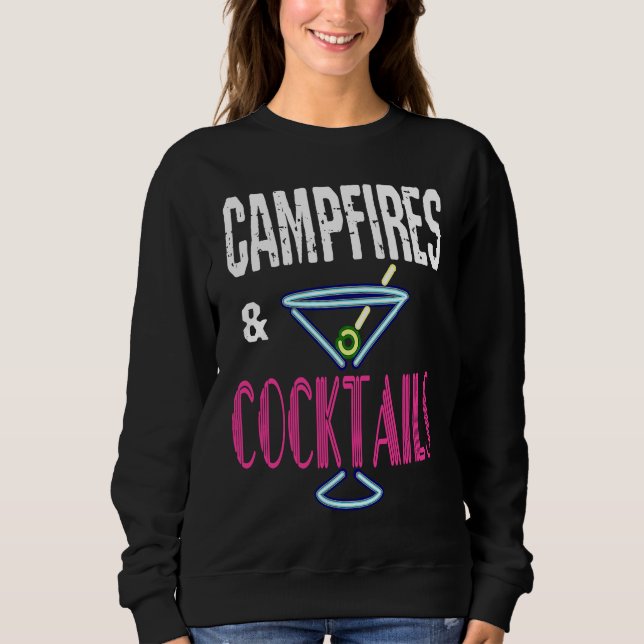 Sweatshirt Feux de camp et cocktails  Camping Boisson Camp Hu (Devant)