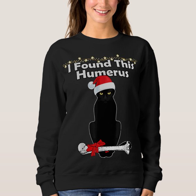 Sweatshirt Feux de Noël de Chat Noir Drôle Chats de Noël (Devant)