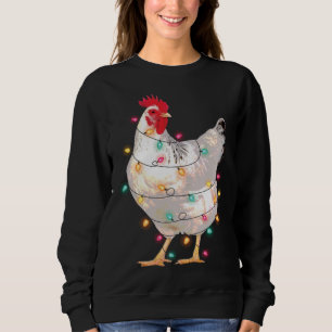 Sweatshirt Feux de Noël de poulet avec Santa Hat Funny Paja