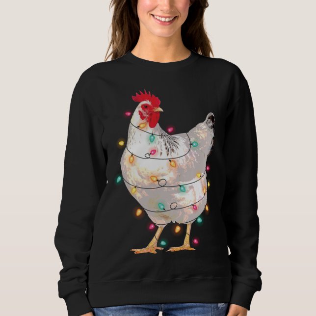 Sweatshirt Feux de Noël de poulet avec Santa Hat Funny Paja (Devant)