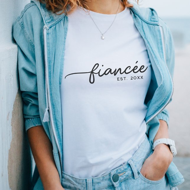 Sweatshirt Fiancée Elegant Typographie Personnalisé Date Fian (Créateur téléchargé)