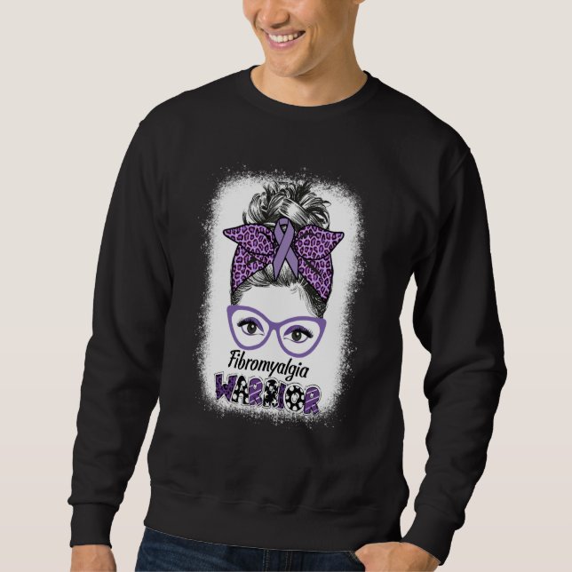 Sweatshirt Fibromyalgia Awareness Warrior Messy Bun women Pur (Devant)