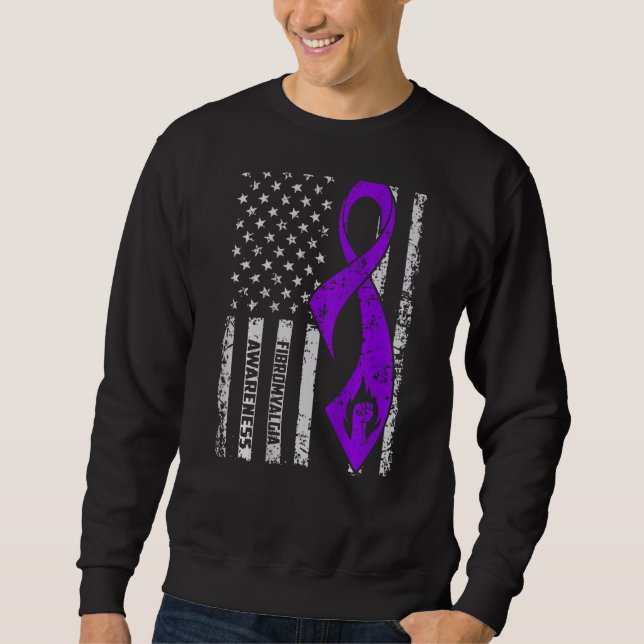Sweatshirt Fibromyalgie Je Porte Du Ruban Violet Amérique (Devant)
