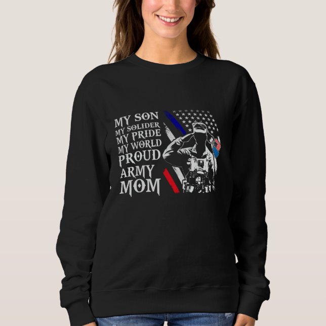 Sweatshirt Fier Armée Maman - Mon Fils Mon Solider - USA Flag (Devant)
