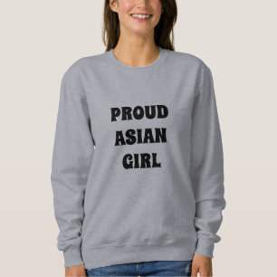 Sweatshirt Fier Asiatique Fille noir et blanc typographie mod