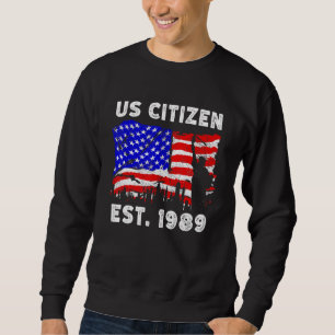 Sweatshirt Fier citoyen américain depuis 1989 pour le nouvel