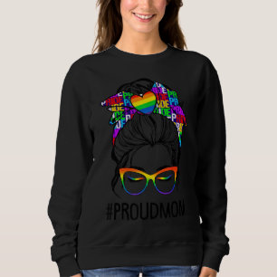 Sweatshirt Fier Maman Messy Bun Rainbow Lgbt Maman Lgbt Gay P