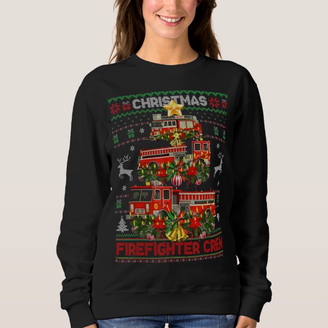 Sweatshirt Fier pompier Ugly Sweater Fire Truck Christma (Devant)