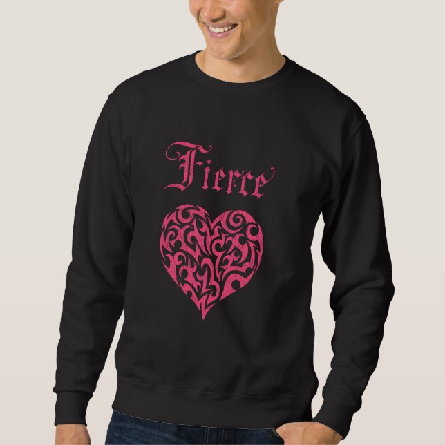 Sweatshirt Fierce Pink Heart Tribal Vintage (Devant)