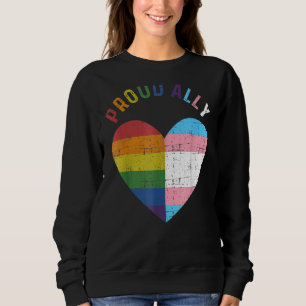 Sweatshirt Fière Allée Avec Arc En Ciel Et Drapeau Transgenre