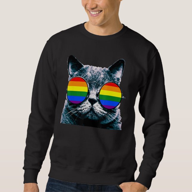 Sweatshirt Fière Cute Cat Pride Lgbt Drapeau Transgenre Coeur (Devant)
