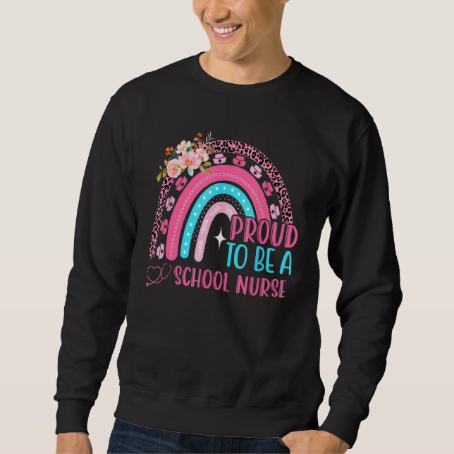 Sweatshirt Fière D'Être Une École Pink Leopard Rainbow Stetho (Devant)