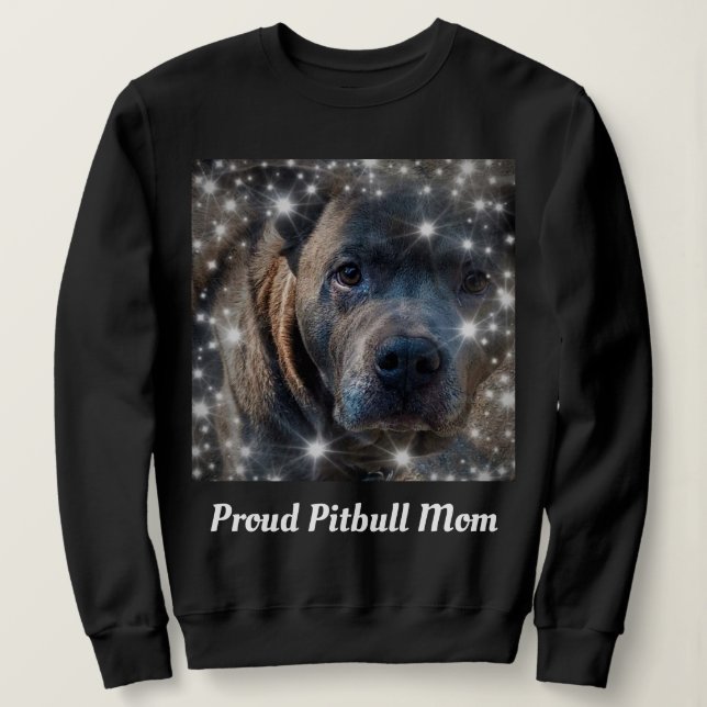 Sweatshirt Fière maman de Pitbull noir (Design devant)