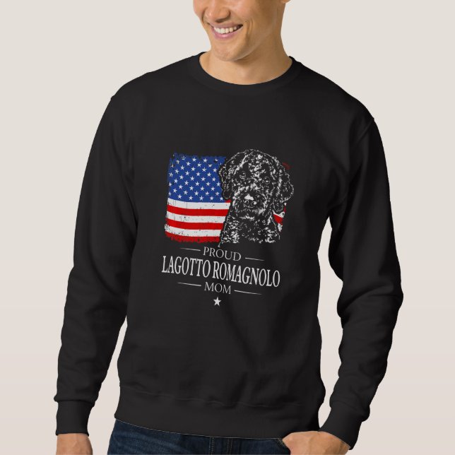 Sweatshirt Fière mère Lagotto Romagnolo Drapeau américain Pat (Devant)