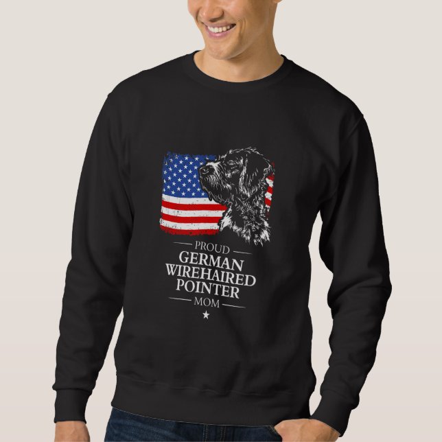 Sweatshirt Fière mère Pointer allemand à poil dur Drapeau amé (Devant)
