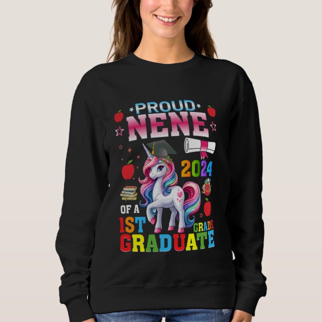 Sweatshirt Fière Nene d'une licorne diplômée de 2024 Nene (Devant)