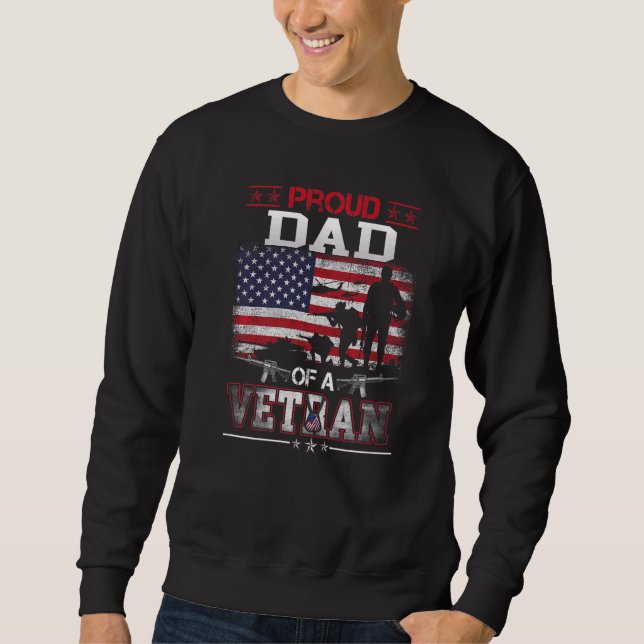 Sweatshirt Fière Papa D'Un Vétéran Vintage Drapeau Militaire  (Devant)
