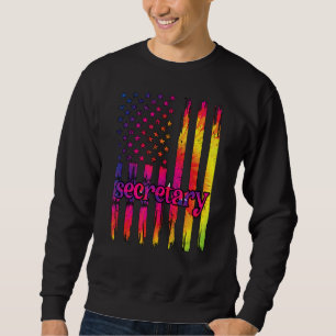 Sweatshirt Fière Secrétaire Us Drapeau Secrétaire Bureau Jour