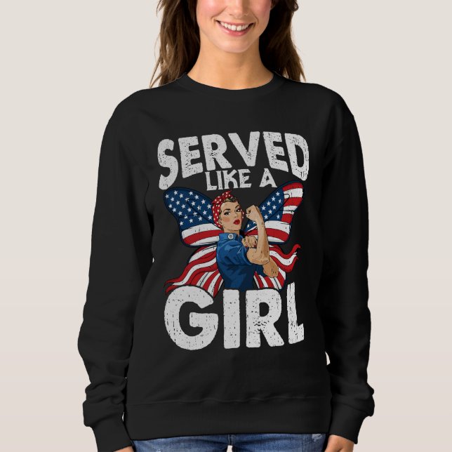 Sweatshirt Fière vétérane féminine a servi comme une fille mi (Devant)