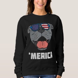 Sweatshirt Fierté Américaine Pitbull Pit Drapeau USA 4 Juille